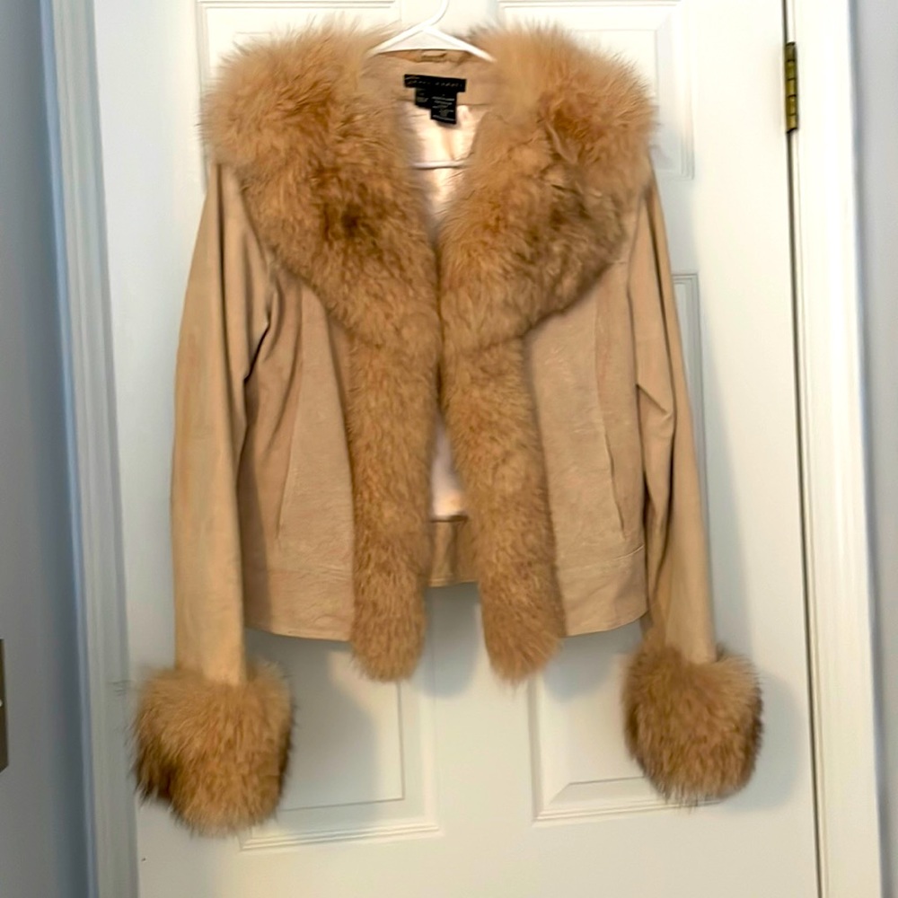 Sheri Bodell fox trend suede jacket